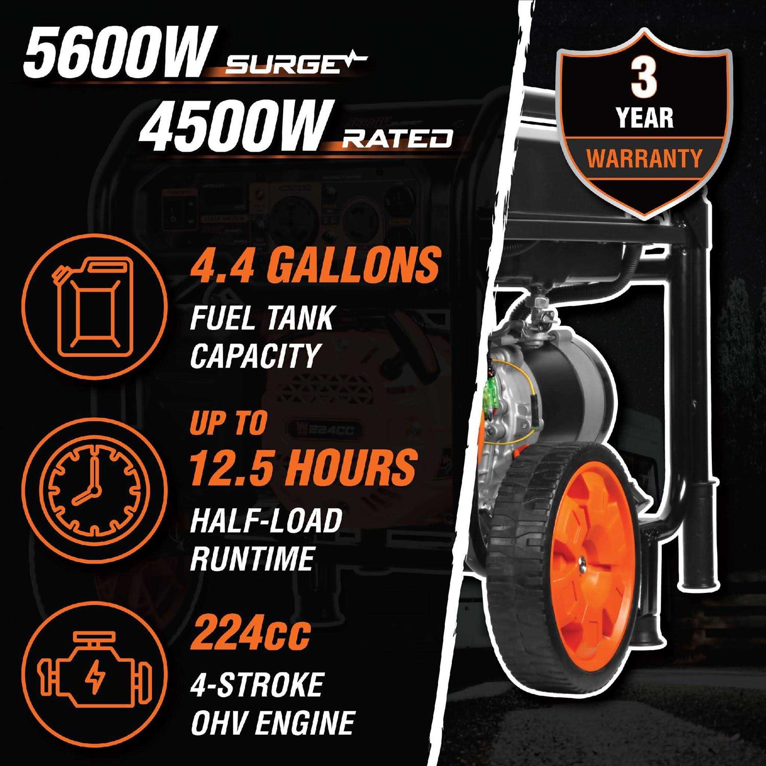 WEN 5600-Watt Portable Generator, 224cc, Transfer-Switch and RV-Ready - Shop Hardware Tools Online Store