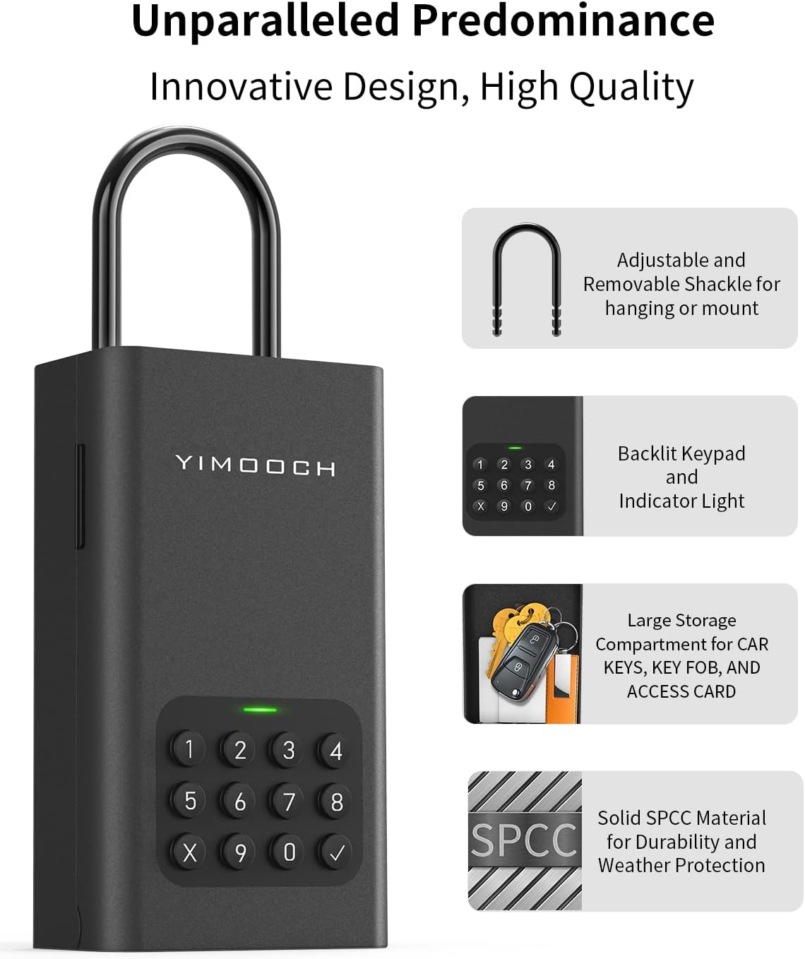 Key Lock Box, YIMOOCH Smart Lock Box for House Keys, Support Bluetooth Remote Access, Outside Door Knob/Wall Mounted for Airbnb hosts, Realtor, Car keys and More Pack of 2