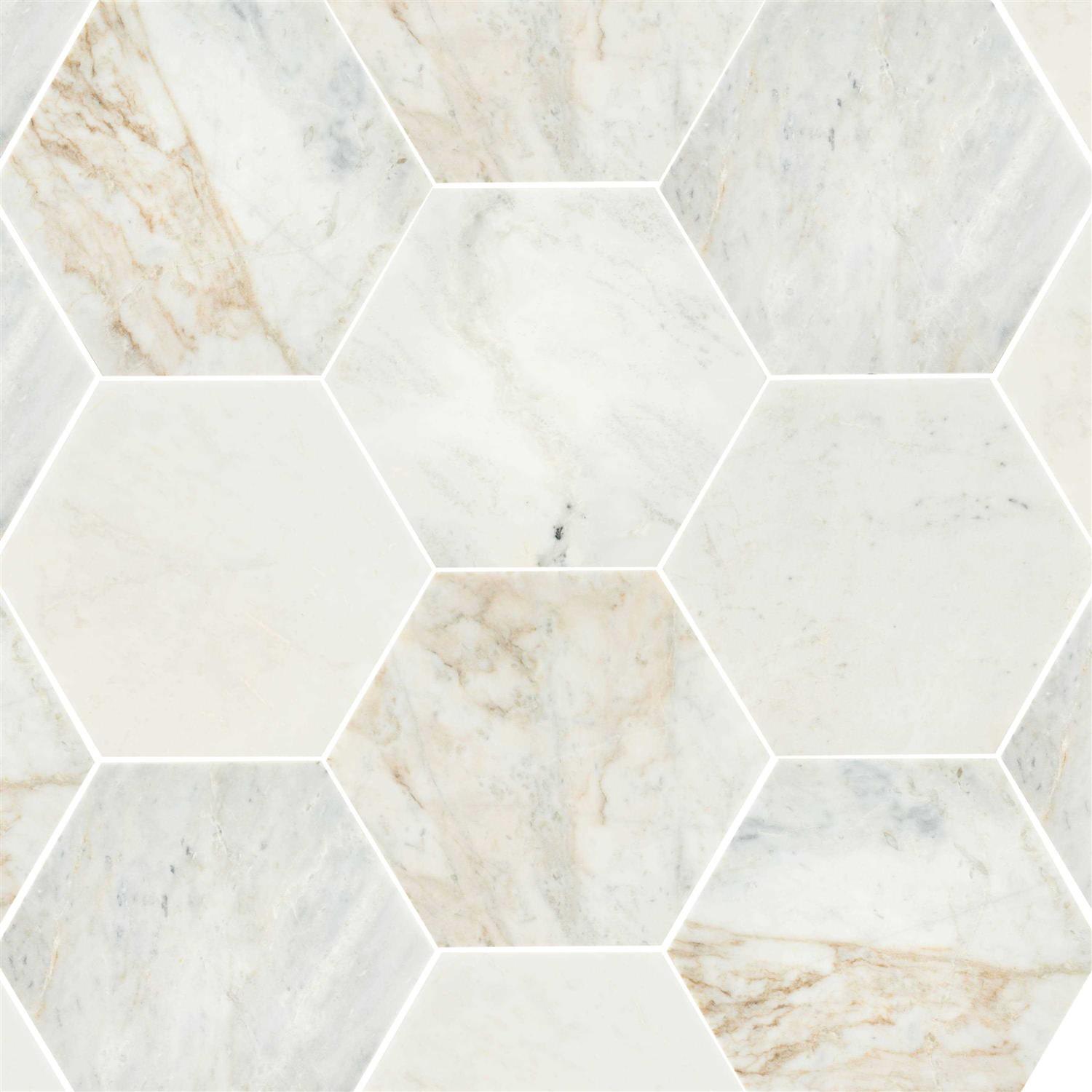Msi Arabescato Venato 8 in. x 9 in. Hexagon Honed Marble Look Wall Tile