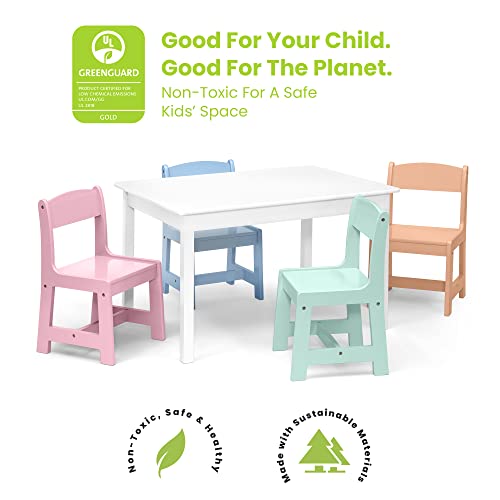 Delta Children Mysize Table with 4 Chairs, Bianca White/Primary