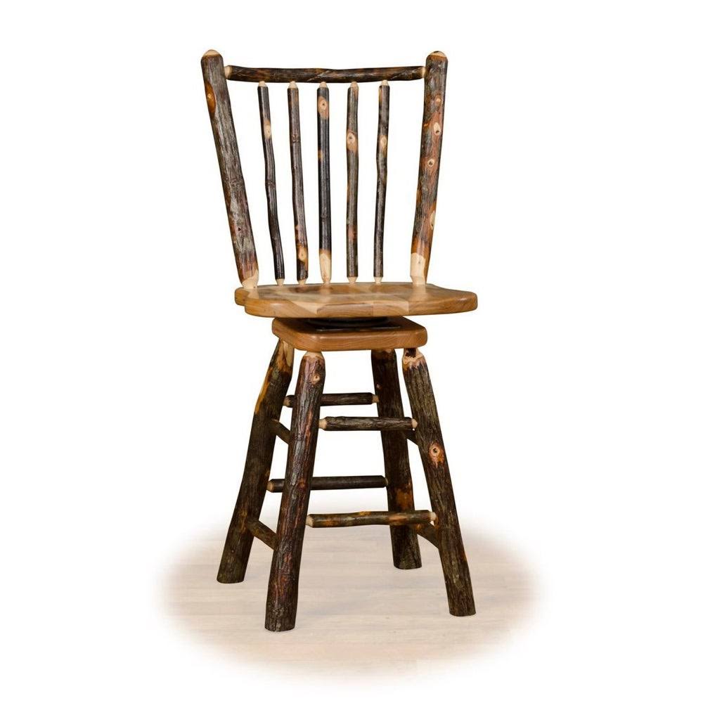Hickory Log Stick Back Barstool - All Hickory - Counter Height