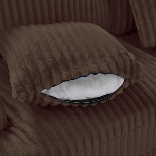 Oversized U-Shaped Sectional Sofa Couch Plush Corduroy Upholstered Modular Deep Seat Sofa&Couch Sectional W/Right Facing Chaise Lounge and 7 Toss Pillows for Home Apartment Living Room Furniture Sets