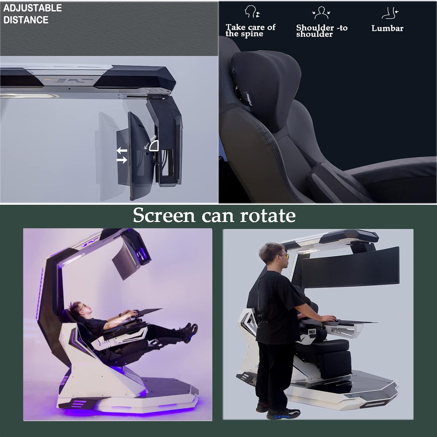 Family Zero Gravity Game Chair Luxury Computer Cockpit Boss Office Chair Gaming Game Cockpit Ergonomic Regulatory Game Chair with Pedals and Massage