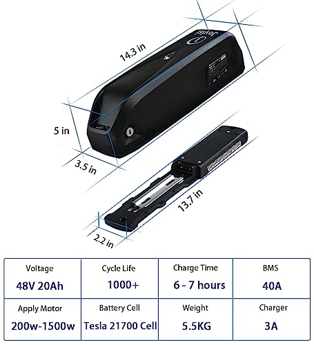 Joyisi 36V 48V 52V Ebike Battery 10Ah/13Ah/15Ah/19Ah Ebike Lithium Battery for 250W 500W 750W 1000W 1600W Electric Bicycles Motor and Bike Motor Conversion Kit