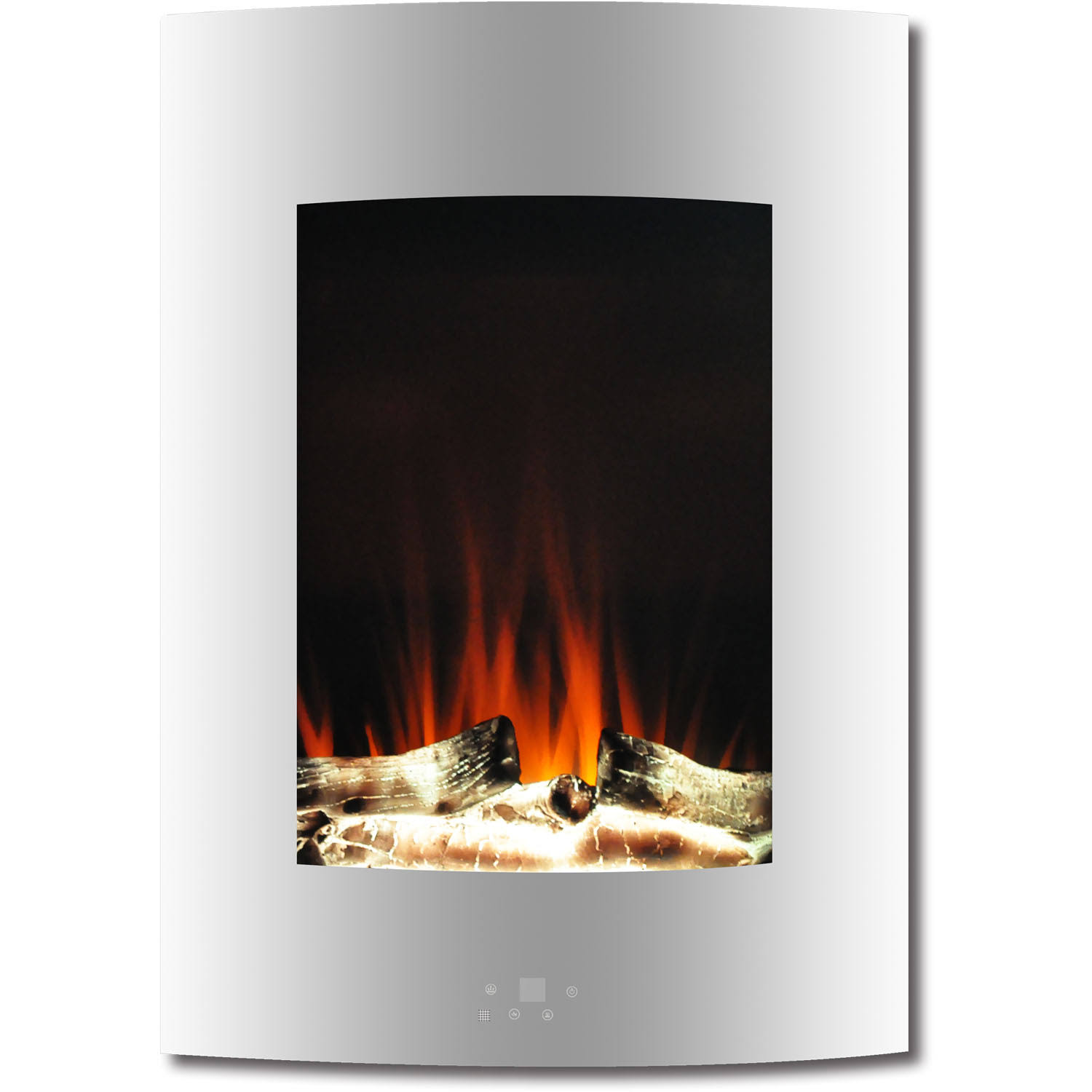Cambridge CAM19VWMEF-2WHT 19.5 in. Vertical Electric Fireplace in White with Multi-Color Flame and Driftwood Log Display