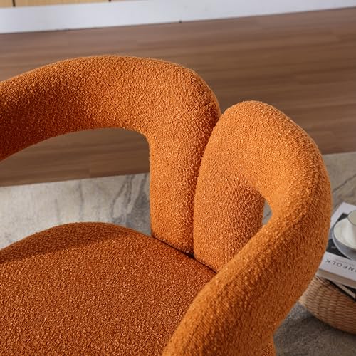 Accent Chair Round Armchairs with Wide Upholstered Modern Reading Seating for Living Room Bedroom Balcony Office Fashionable and Classic Style Rose Red 26.38x21.65x29.13 Inches