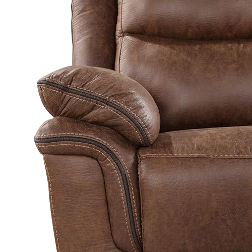 New Classic Furniture Ryland Polyester Manual Sofa with Dual Recliner, Brown