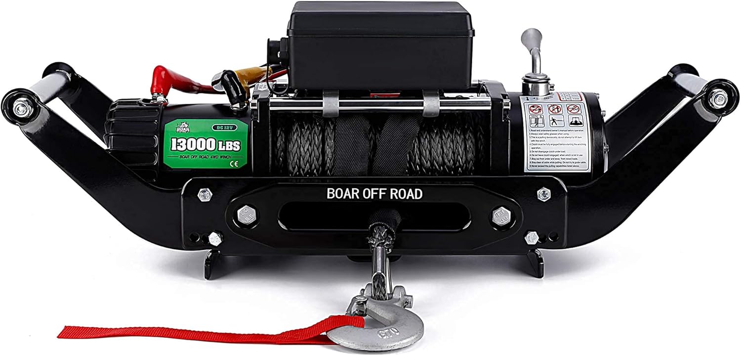 OFF ROAD BOAR Universal Winch Mount Plate - 15000Lbs Capacity Winch Mounting Hitch , Recovery Winch Cradle, Bumper 2'' Hitch Receiver with Folding Bracket