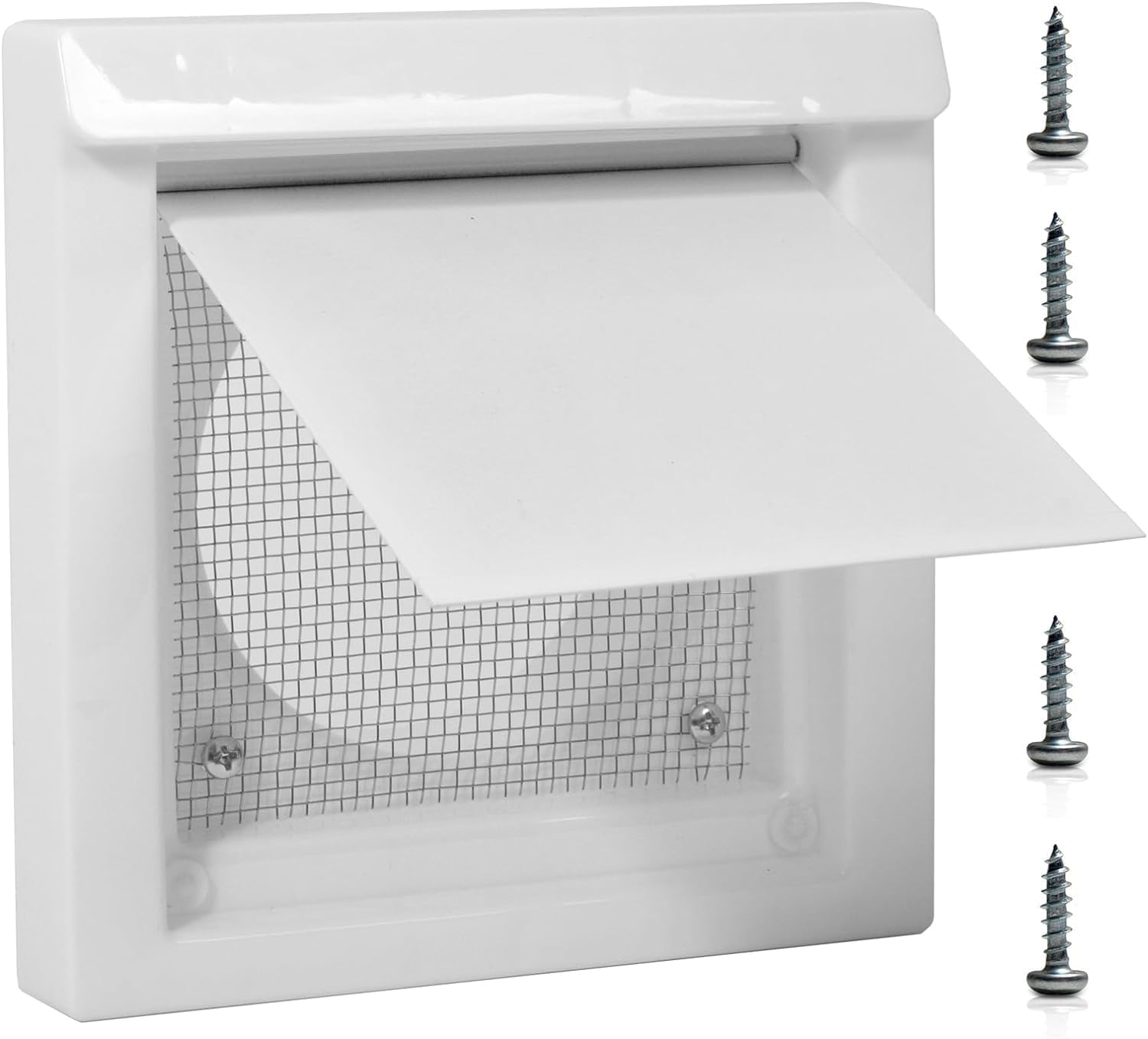 4" Dryer Vent Cover Outdoor 54 PCS Dryer Wall Vent for Outside Prevent Pest Airflow Exterior Wall Vent Kit with Screen & 4 Screws - White