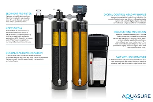 Aquasure Signature Series Complete Whole House Water Treatment System - Fine Mesh Resin Water Softener, Water Conditioner - 75GPD RO System - Ultraviolet UV Light Water Sterilizer