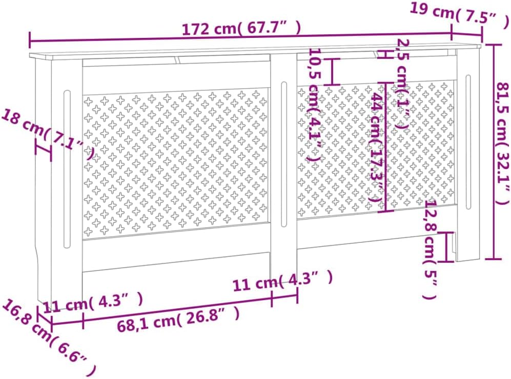Radiator Cover 67.7"x7.5"x31.9" MDF,Home & Garden Household Appliance Accessories Heating Radiator Accessories