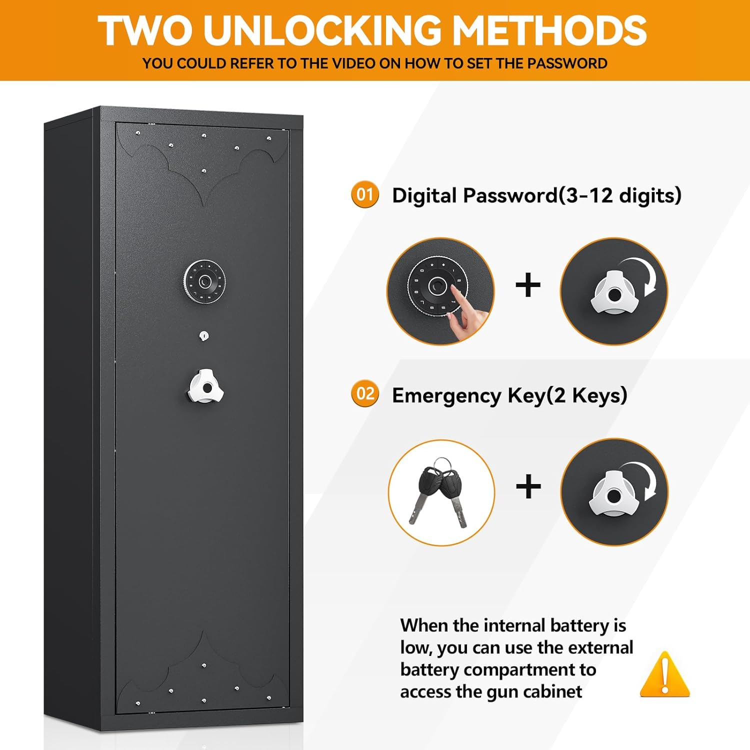 KAER [ 2024 New ] 10-12 Gun Safe, Large Gun Safe for Home Rifle and Pistol, Gun Cabinet, Rifle Safe, Quick Access Gun Safe for Rifles and shotguns, Rifle Gun Safe with Removable Shelf and Gun Rack