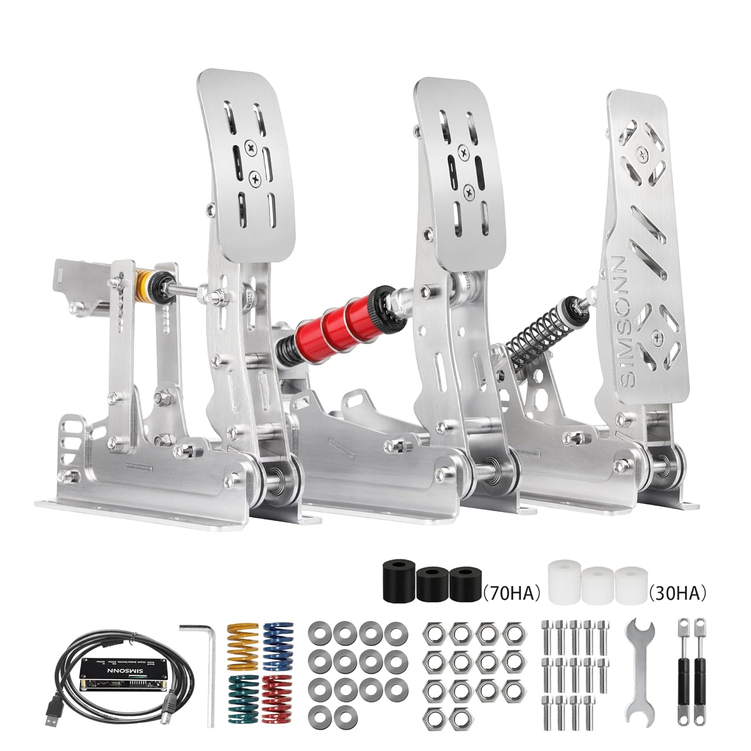SIMSONN PRO Sim Racing Pedals PC Racing Simulator Pedals Pressure Sensor 200KG Load Cell Brake Pedal HE Hydraulic Pedal (Curved Panel-P3-H2)