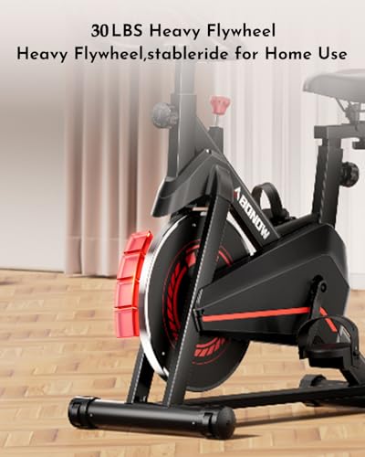 Exercise Bike, Low Noise Stationary Bikes for Home, Adjustable Brake Pad Indoor Cycling Bike, 300lbs Capacity Compact Workout Bike with Tablet Mount & Comfortable Padded Seat