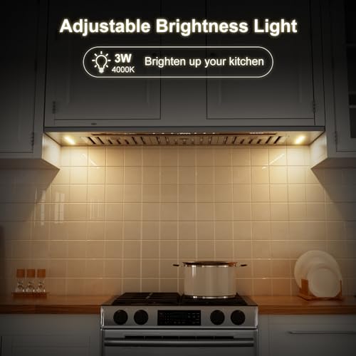 BRANO Insert Range Hood, 900 CFM Voice Control Kitchen Hood Stove Hood Vent with Touch Control, Gesture Sensing Touchless Control, 4-Speed Fan, Convertible Ducted/Ductless