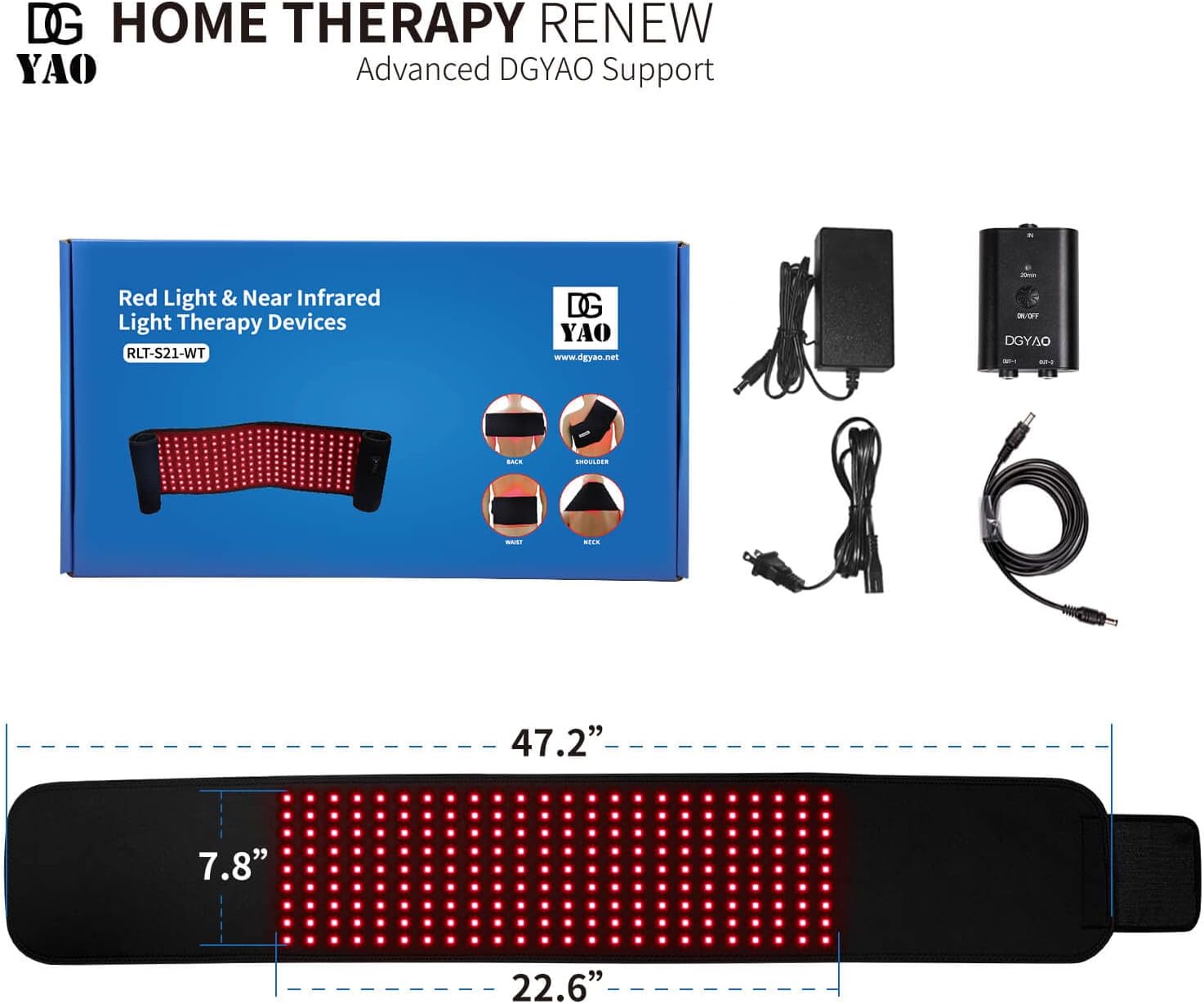 New Red Light & Infrared Light Therapy Belt for Back Pain Relief Flexible Wearable Wrap Deep Therapy with Auto Off Timer