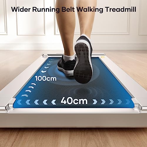 Walking Pad Treadmill, 2.25HP Under Desk Treadmill with App & Remote Control, LED Touch Screen, Lubricating Hole, 300lbs Capacity Compact Walking Treadmills for Home/Office