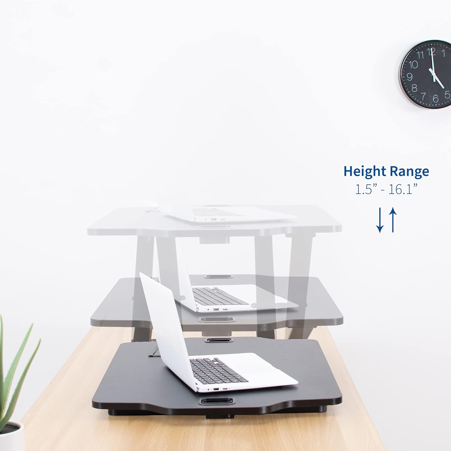 VIVO Single Top Height Adjustable 27 inch Standing Desk Converter, Sit Stand Tabletop Monitor Laptop Riser Workstation, Black, DESK-V000HB