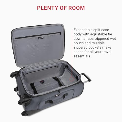 SwissGear Sion Softside Expandable Luggage, Black, Checked-Large 29-Inch