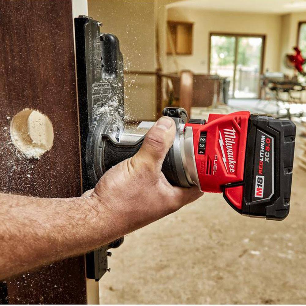 Milwaukee M18 Fuel 18-Volt Lithium-Ion Brushless Cordless Compact Router w/ Compact Router Offset Base u0026 Router Plunge Base
