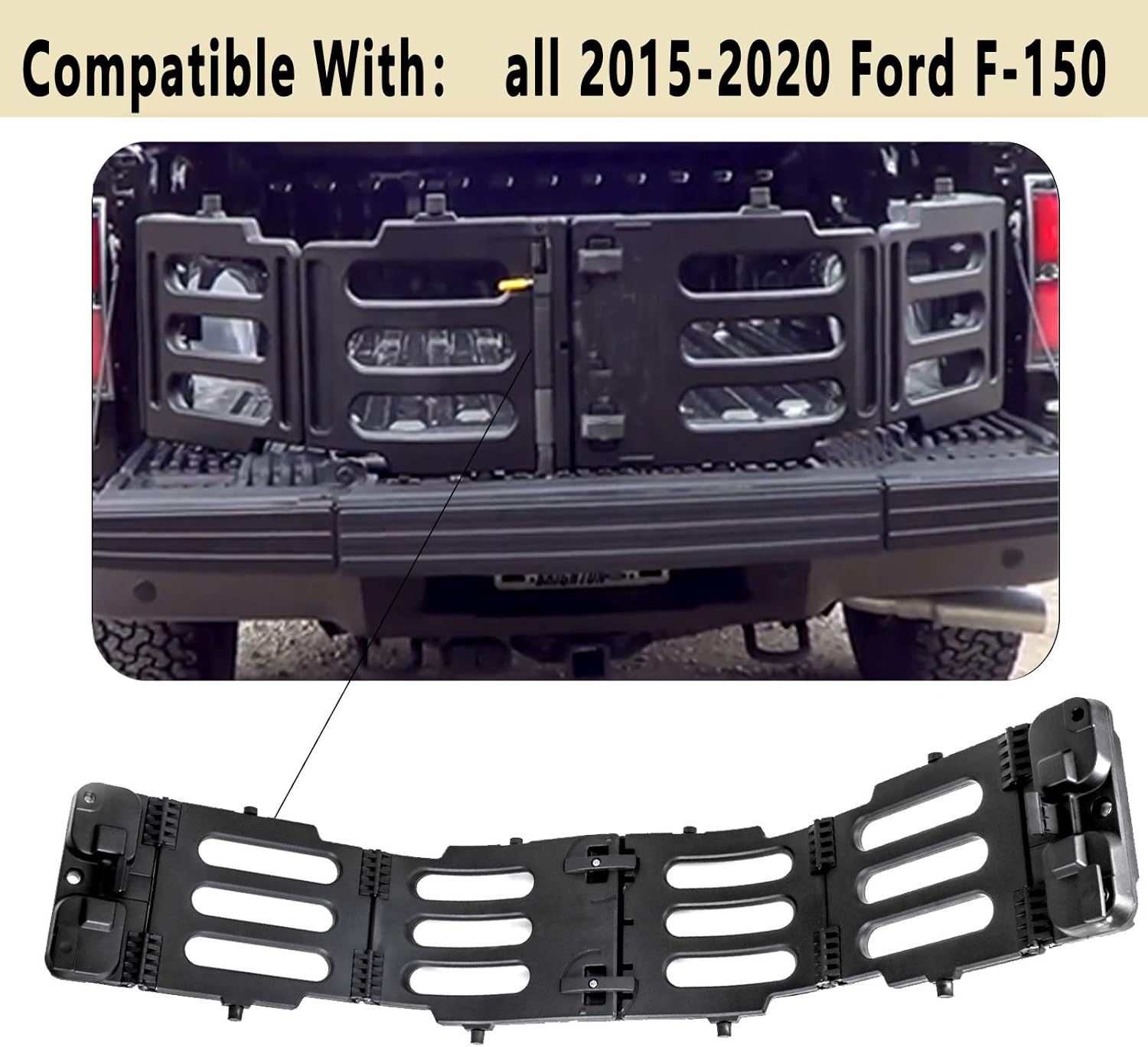 Stowable Tailgate Bed Extender Kit Fit for Ford F150 F-150 2015-2021 Including Raptor Model Replaces FL3Z-99286A40-C, Black