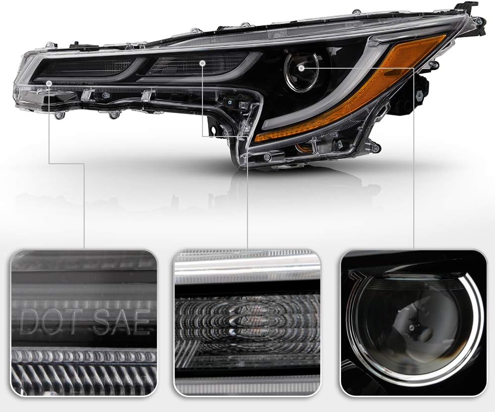 ACANII - For [L | LE US Built Model] 2020-2021 Toyota corolla Black LED Projector Headlights Headlamps Set Left+Right