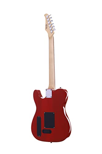 IYV 6 String IYV-ITAP-200 Hollow Semi-Aucoustic Electric Guitar, Trans Red, Right, ITAP-200