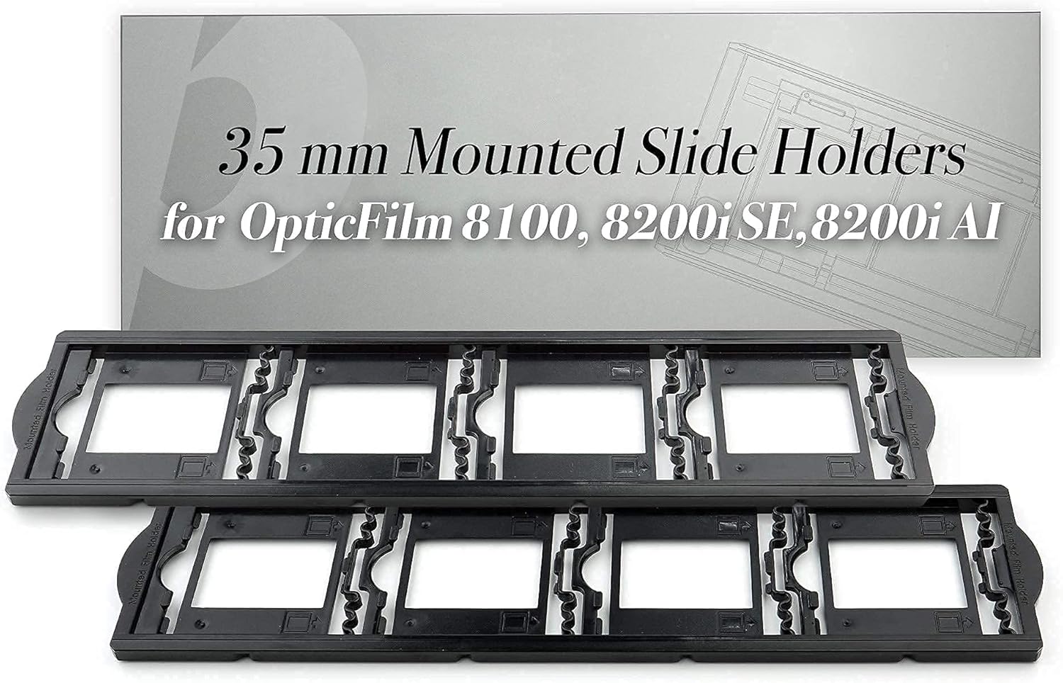 Plustek OpticFilm 8200i Ai Film & Slide Scanner Converter + 35mm Mounted Slide Holders kit x 4