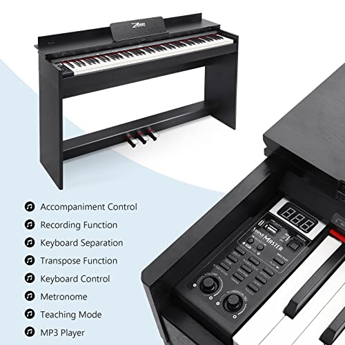 ZHRUNS Digital Piano 88 Key Weighted Keyboard,Full Size Semi Weighted Electronic Keyboard Piano,Electric Piano Keyboard with Sustain Pedal, Portable Piano Keyboard for Beginners Adults,White