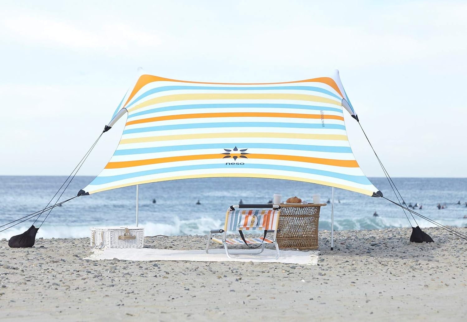 Neso Tents Beach Tent with Sand Anchor, Portable Canopy Sunshade - 7' x 7' - Patented Reinforced Corners