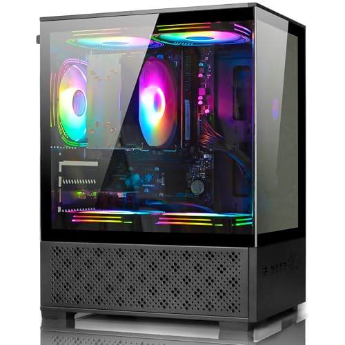 LXZ Desktop PC Computer AMD Ryzen 7-5700G 8 core 3.9GHz, 16G DDR4 RAM, 512GB NVME SSD, Tower Computer with Power Supply 400W for Home and Office (White)