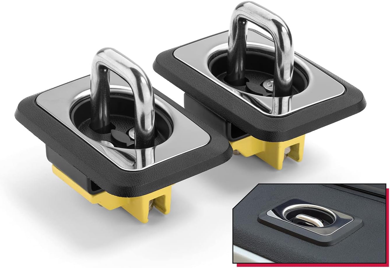 Bull Ring Classic Raised Fit Retractable Tie Down Anchors for '98-14 Ford F150, 98-16 Ford Super Duty, 88-13 Chevrolet Silverado and GMC Sierra, 95-08 Dodge RAM (2 Pairs)