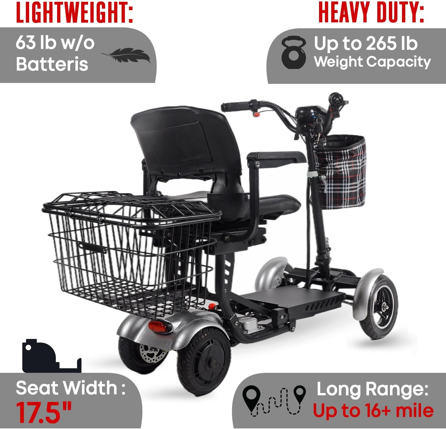 Rubicon FX3 - All Terrain 4 Wheel Mobility Scooter - 25 Mile Long Range - 300lbs Capacity - Folding - Extreme - Sport Motorized Scooter for Seniors (Model1)