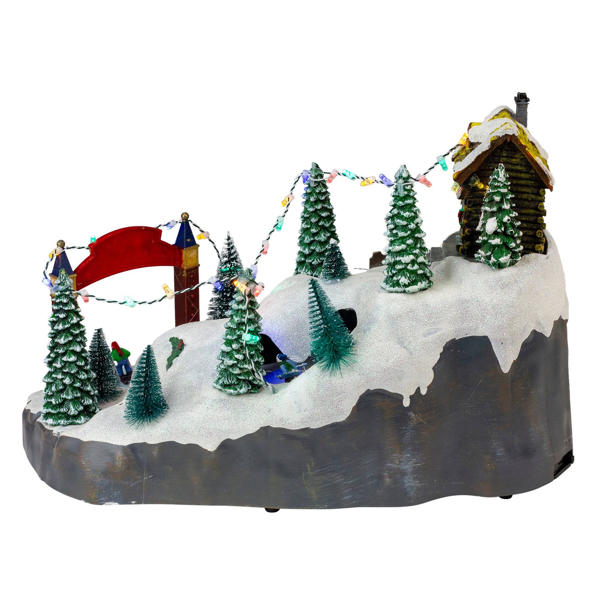 Northlight 15x22 White Scene with 3 Turning Skiers Animated LED Christmas Tabletop Decor