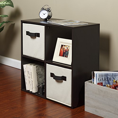 OneSpace 4-Cube Shelf Organizer, Cube Bookcase for Home or Office, Black