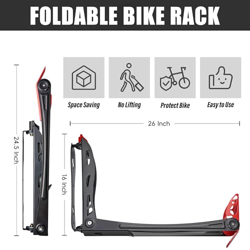 Wallmaster BIKEPAL Swivel Bike Rack, Wall Mounted Bike Storage System, Space Saving for Home and Garage, 4 Pack