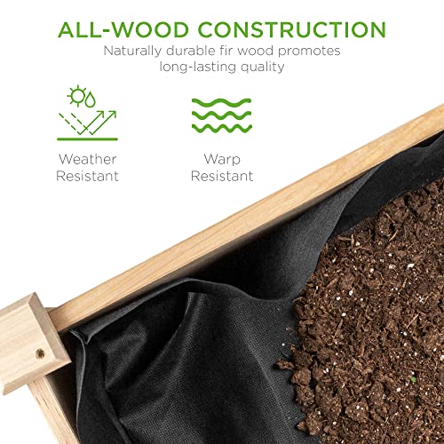 Best Choice Products 72x23x30in Raised Garden Bed, Elevated Wood Planter Box Stand for Backyard, Patio, Balcony w/Divider Panel, 6 Legs, 300lb Capacity - Natural