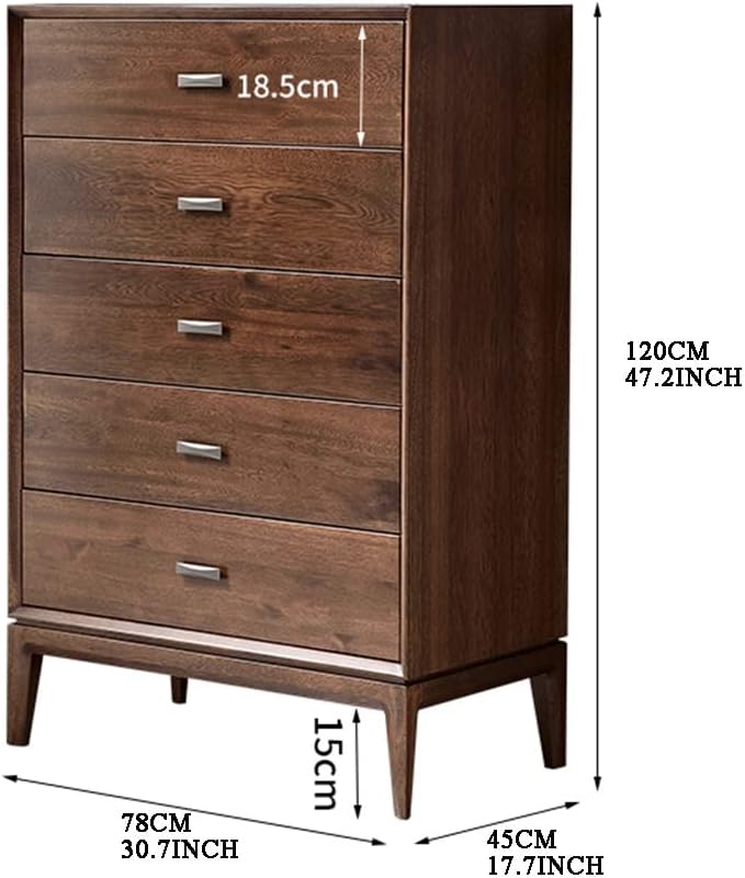 with 5 Drawers, Fabric Dresser, Organizer Unit, Storage Cabinet for Bedroom, Hallway, Entryway, Easy Pull Handle, 30.7 * 17.7 * 47.2 Inches (Walnut) (Walnut)