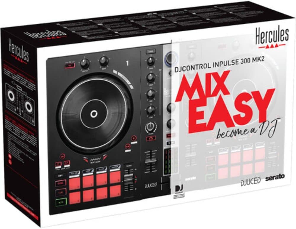 Hercules DJ Control Inpulse 300 2-Deck USB DJ Controller for Serato DJ Lite and DJUCED Bundle with 6' Comprehensive Standard Series 3.5mm Stereo Mini Plug to 2 RCA Plugs Audio Cable