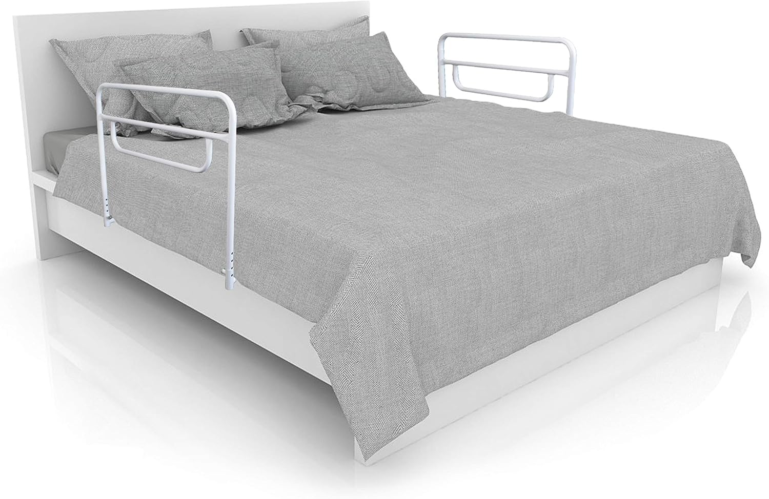 RMS Dual Bed Rail - Adjustable Height Bed Assist Rail, Bed Side Hand Rail - Fits Full & Twin Beds (Dual Hand Rail) Pack of 2