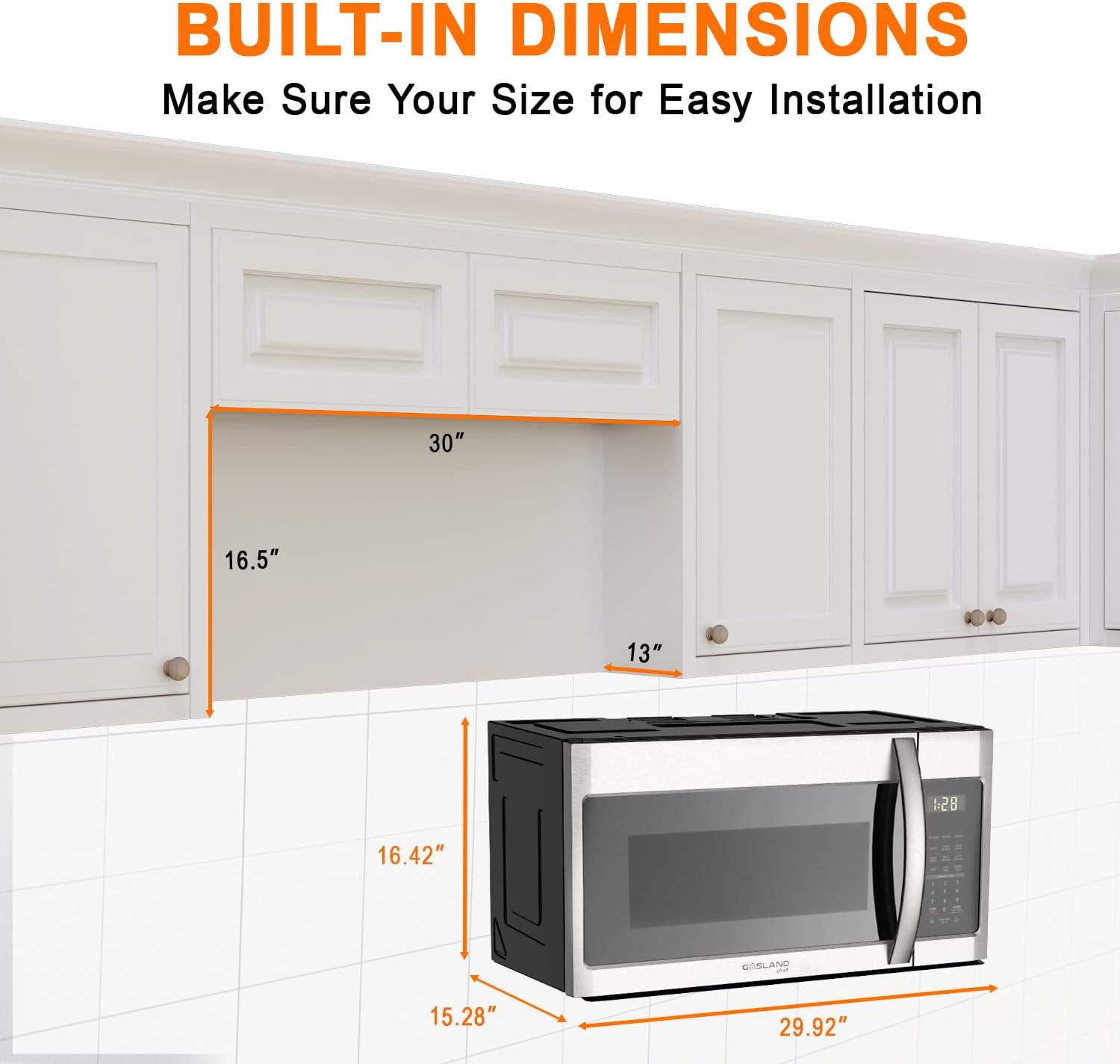 GASLAND Chef 30 Inch Over the Range Microwave Oven + 36 Inch Gas Rangetop