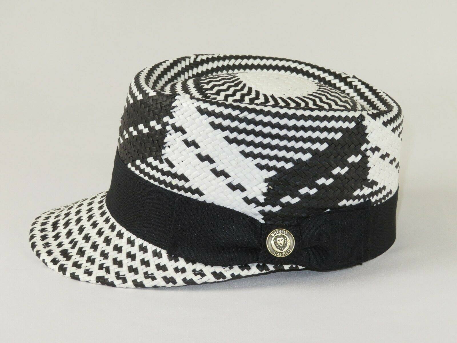 Men Summer Straw Hat Bruno Capelo Legionnaire Telescope Crown LG250 White Black, Men&s, Size: One Size
