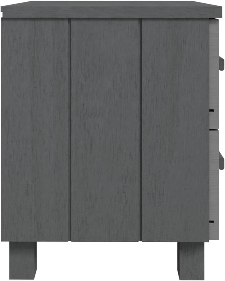 [NEW] Solid Wood Bedside Cabinets - Dark Gray Allesoky HAMAR 2-piece5.3.7.5 - Stylish and Sturdy Solution for Your Bedroom-Gray