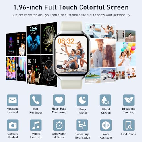 Smart Watch(Answer/Make Call), 1.96 HD Smartwatch for Men Women, 2025 New Fitness Watch with 112+ Sport Modes, Heart Rate, Sleep Monitor, Pedometer, IP68 Waterproof Activity Tracker for Android iOS