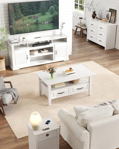 Marsail Lift Top Coffee Table with Open & Hidden Storage, Modern Fluted Coffee Table with Smooth Lift Mechanism, Sturdy Space-Saving Center Table for Home Living Room, Office, Natural Oak