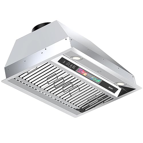BRANO 30 Inch Insert Range Hood with Voice/Gesture/Touch Control, 900 CFM Built-in Kitchen Hood Vent with 4 Speed Exhaust Fan, Memory Mode, Adjustable Lights, Ducted/Ductless Convertible