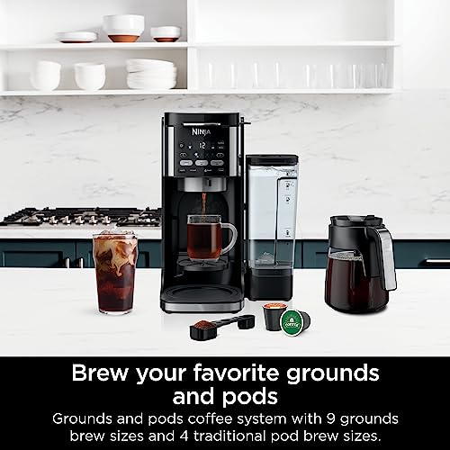 Ninja Hot and Iced Coffee Maker, Single Serve Coffee Maker and Drip Coffee Machine, DualBrew Pro Specialty 12-Cup with K-Cup Combo, Includes Permanent Filter, CFP307