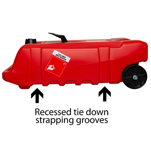 Scepter Flo N' Go Duramax 14 Gallon Portable Gas Fuel Tank Container Caddy with LE Fluid Transfer Siphon Pump and 10 Foot Long Hose, Red