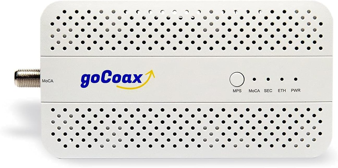 goCoax MoCA 2.5 Adapter with 2.5GbE Ethernet Port. MoCA 2.5. 1x 2.5GbE Port. Provide 2.5Gbps Bandwidth with existing coaxial Cables. White(Single, MA2500D)