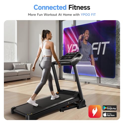 Treadmills for Home with Incline, Auto Foldable Running Treadmills, 8.0 MPH Walking Pad Treadmill with Bluetooth, 300 lbs Weight Capacity Quiet